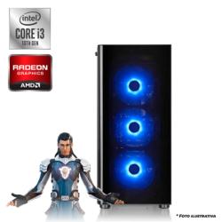 Pc Gamer Intel Core i3-10105 16G (2x8) SSD 240Gb VGA RX 6500 XT 4G + Fan Blue...