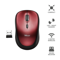 Mouse Inalámbrico Trust Yvi Rojo
