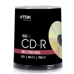 CD-R 52X 80MIN 700MB. Torre de 100 unidades TDK